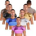 Mens Blouses Tank T-shirt Everyday Crop Tops Mesh Metallic Party Stylish Shirt