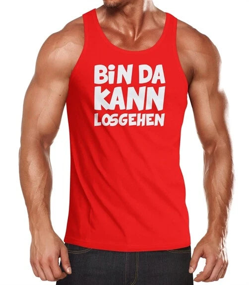 Men's tank top saying I can go muscle shirt Moonworks ®