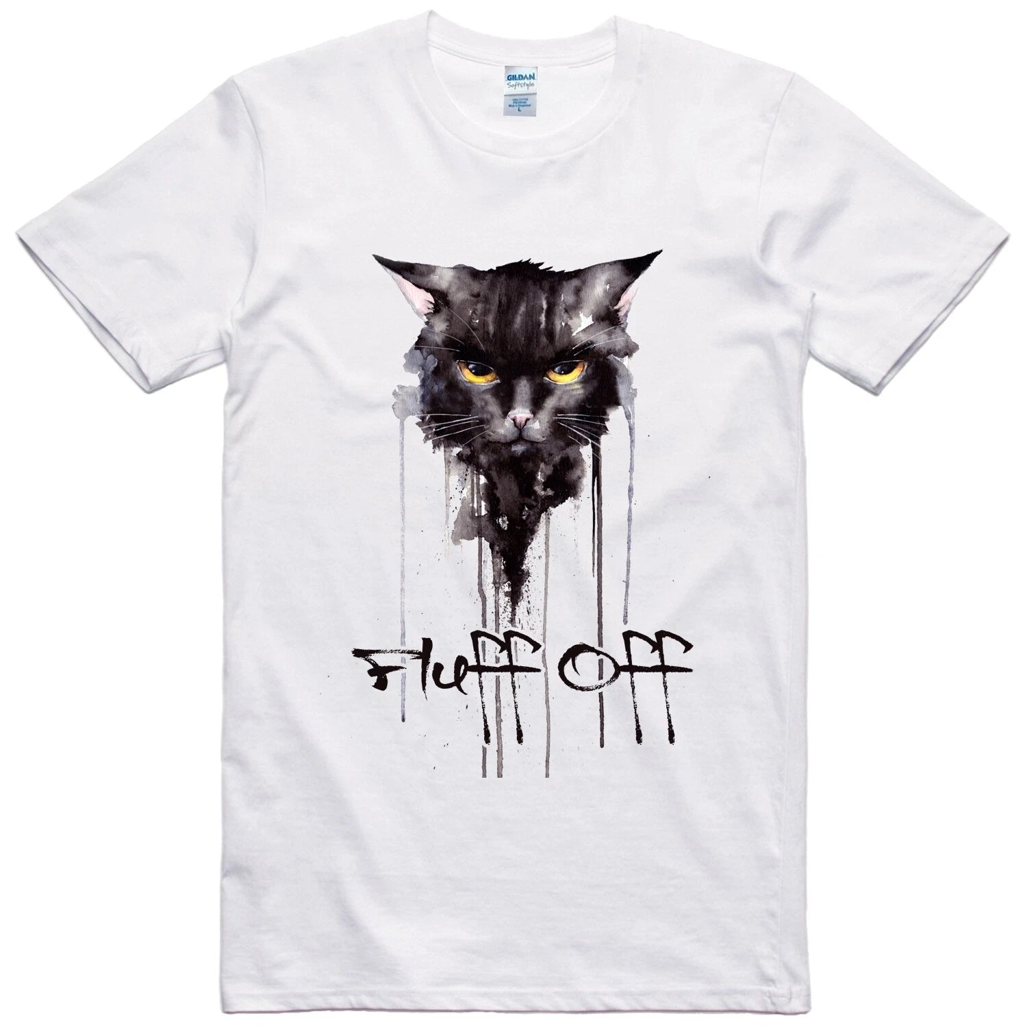 Cat Unisex Funny T Shirt Fluff Off Anti Social Print Regular Fit 100% Cotton Tee