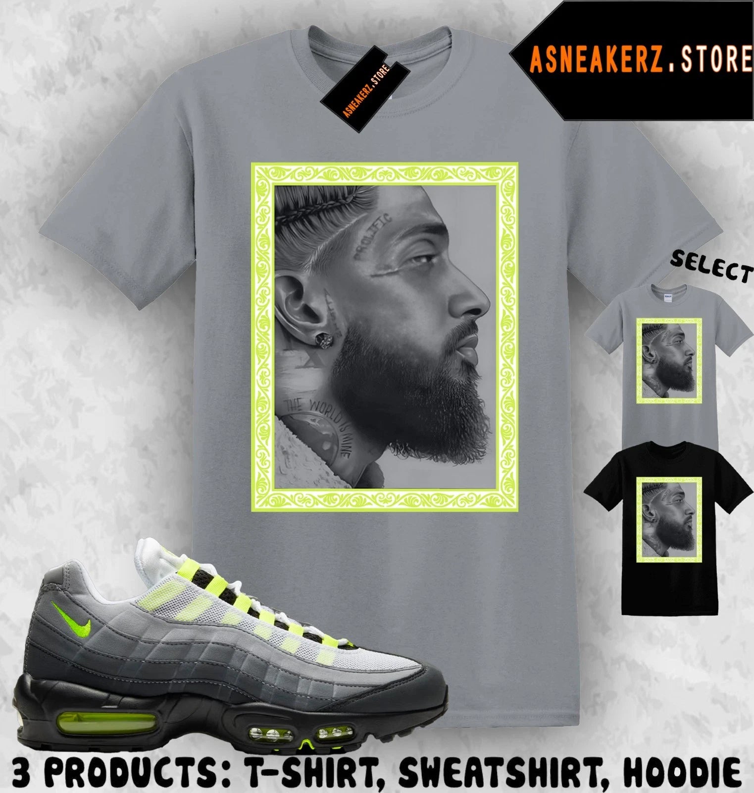Tee Shirt Matching AM 95 OG Big Bubble Neon 2026 To Match Sneaker Nipsey T-Shirt