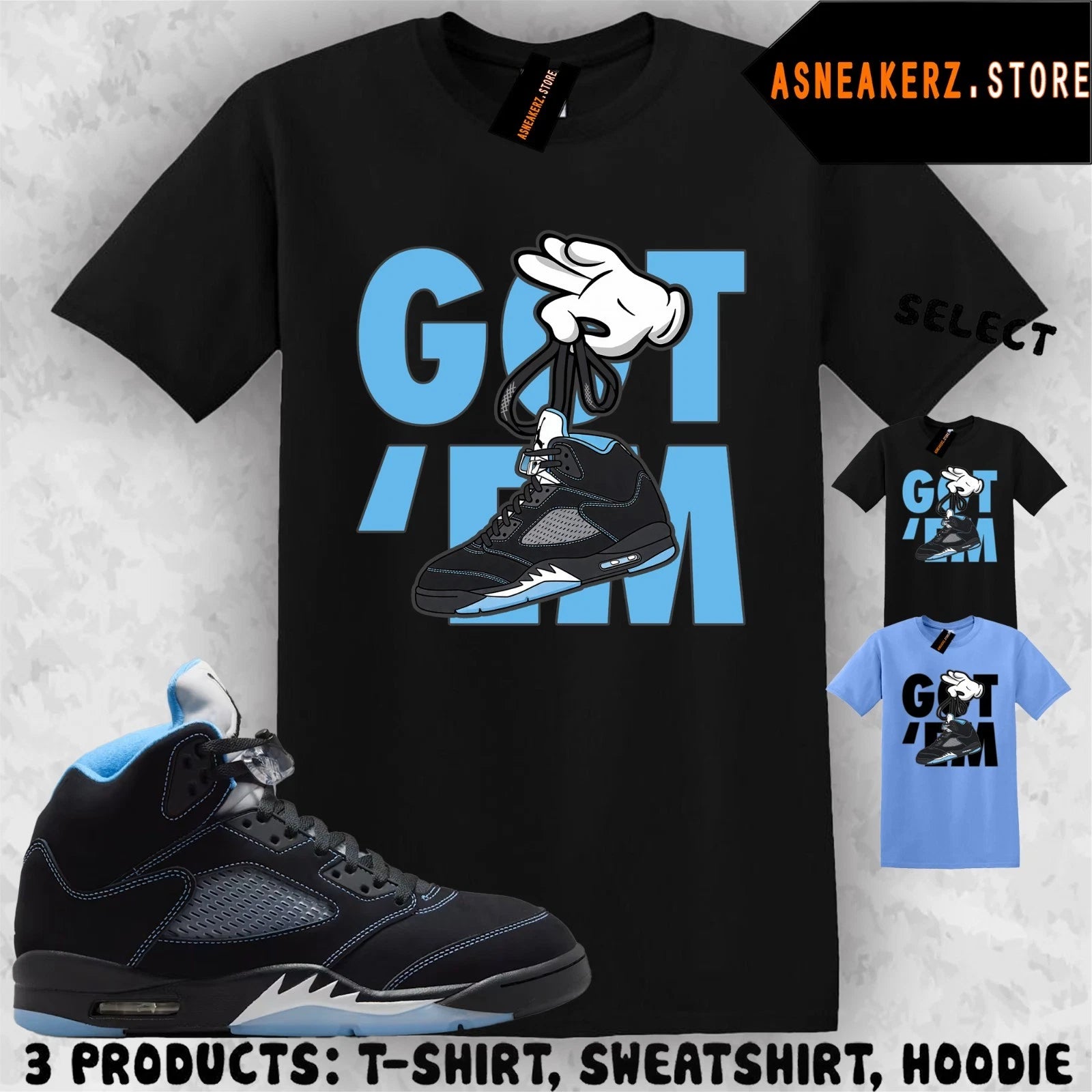 Shirt Matching AJ 5 Black UNC Blue 2026 Match Sneaker Sneakerhead Got Em T-Shirt