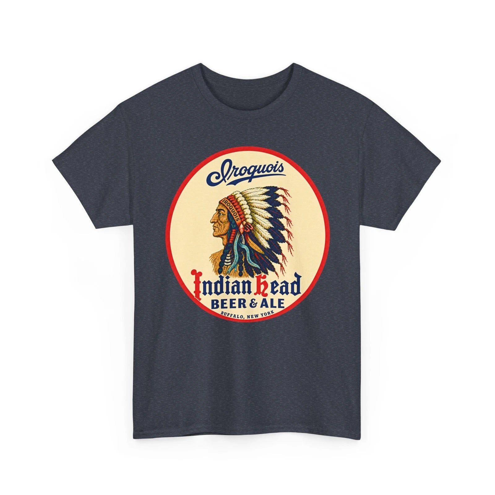 Iroquois Indian Head Beer & Ale Buffalo New York Chief Retro Breweriana T-Shirt