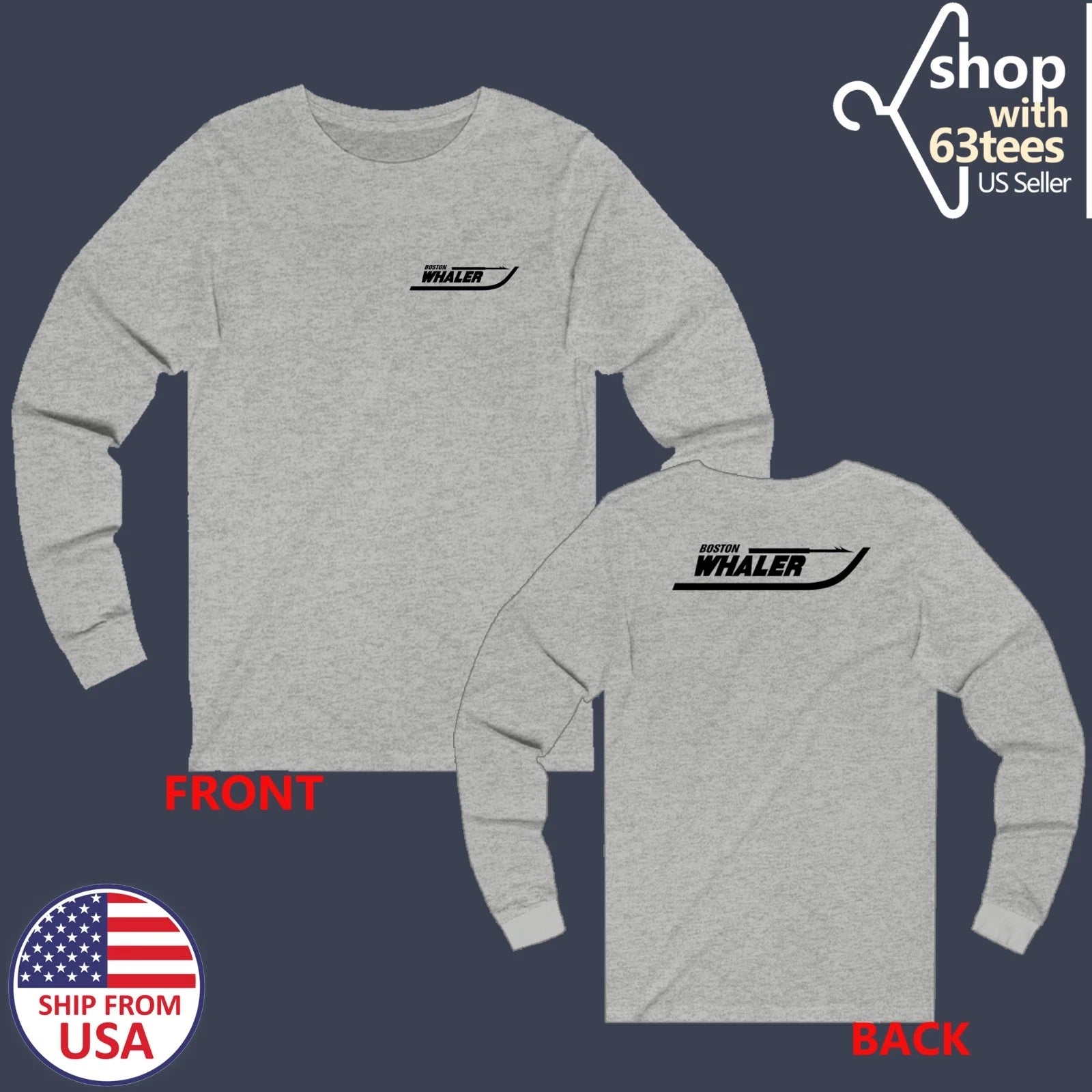 Boston Whaler Men's Gray Size S to 3XL