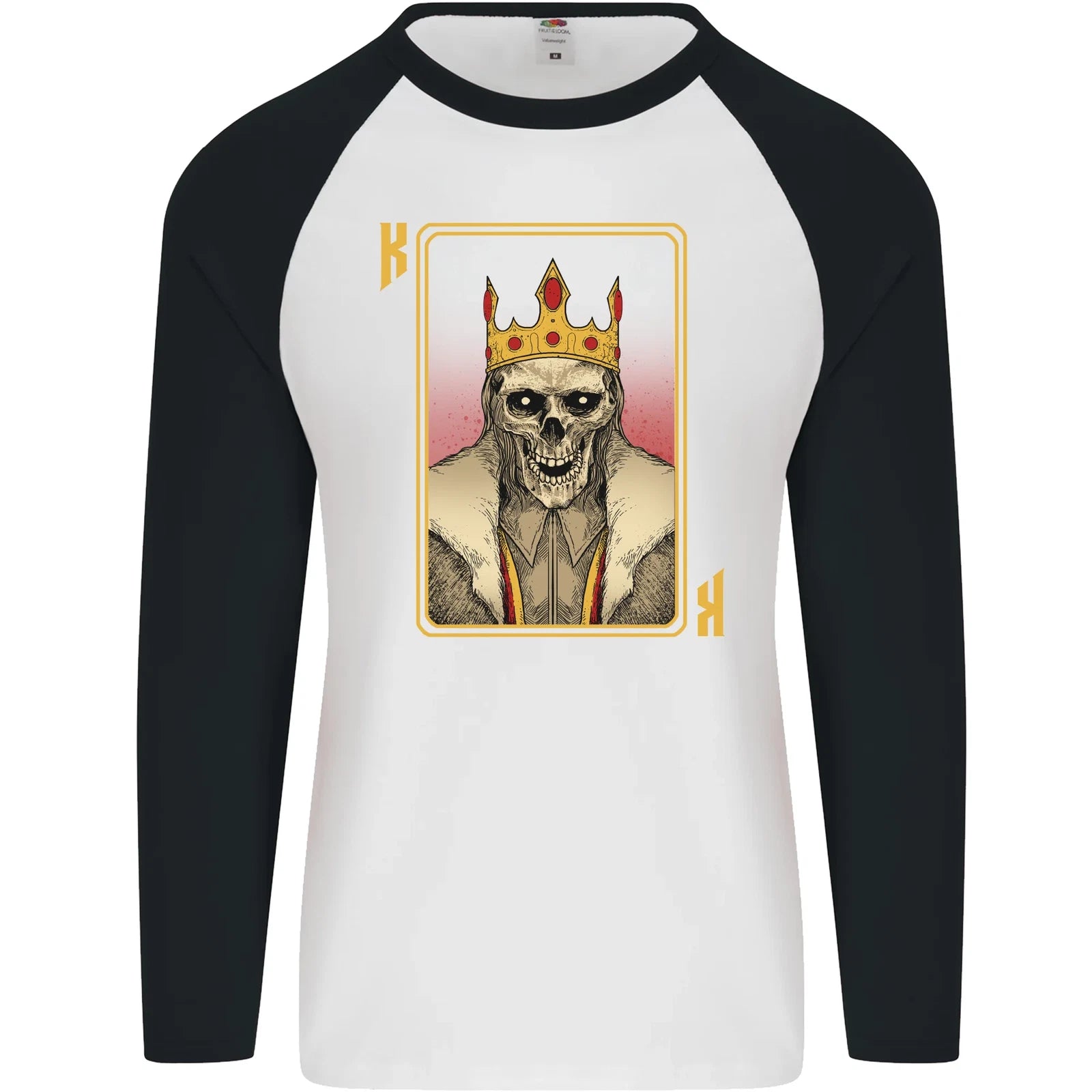 King Playing Card Gothic Skull Poker Mens L/S Baseball T-Shirt
