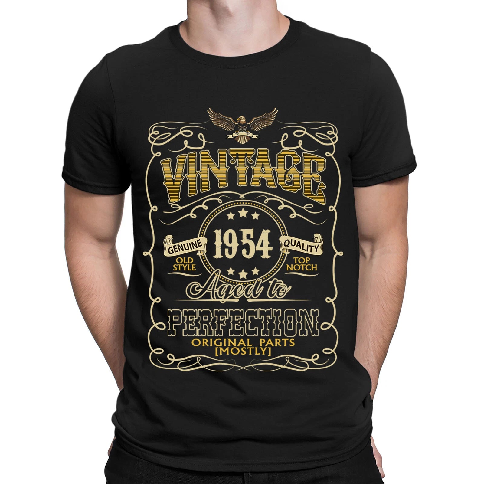 Vintage 1954 Aged to Perfection Original Parts Mostly Birthday Mens T-Shirts #E