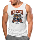 Mens Tank Top Print Tiger Roses Old School Retro Vintage Muscle Shirt