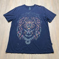 Larva Graphic T-Shirt Mens XL Lion Mandala Tribal Print Cotton Short Sleeve