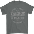 Vintage Year 83rd Birthday 1943 Mens T-Shirt 100% Cotton Charcoal