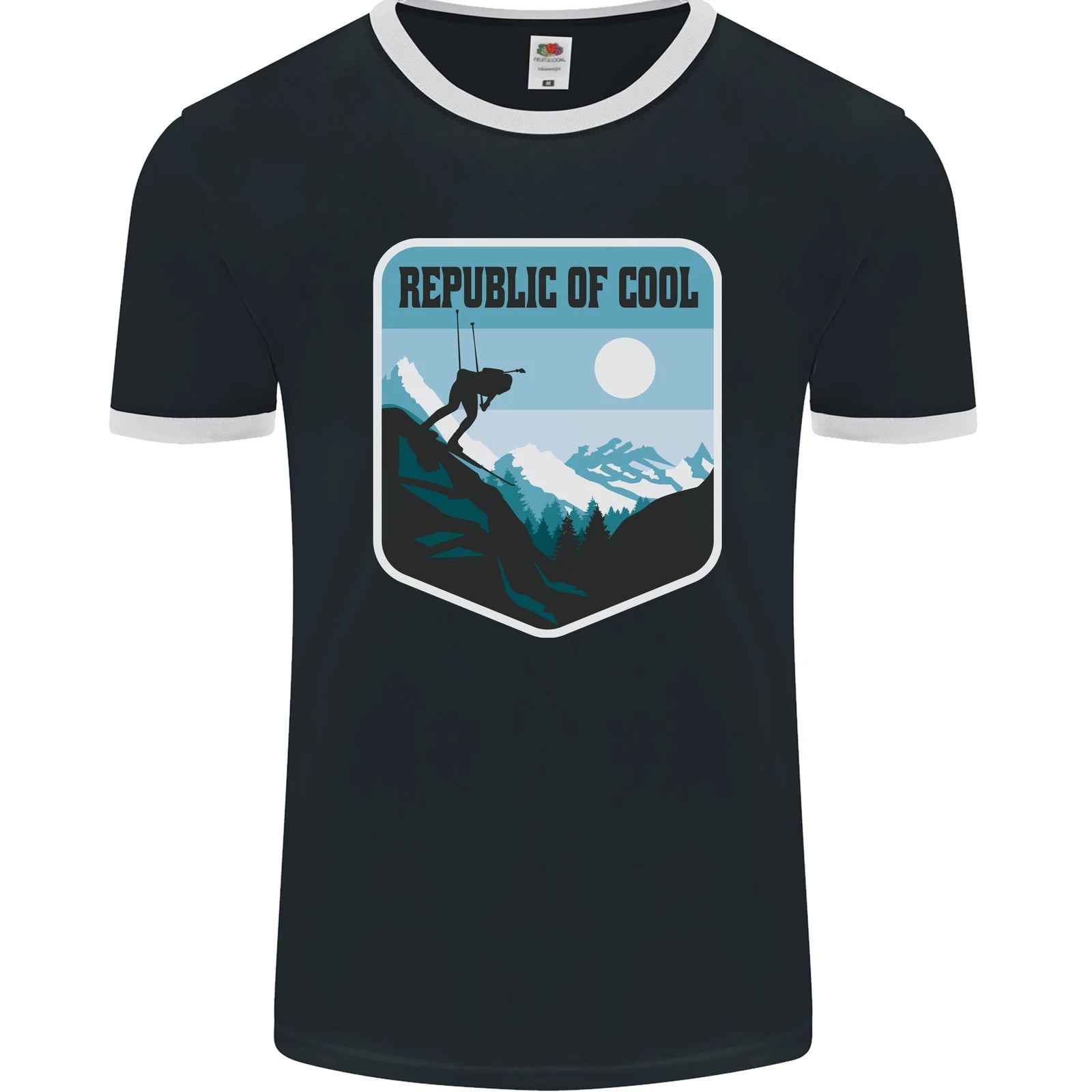 Republic of Cool Skiing Skier Ski Mens Ringer T-Shirt FotL