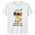 Mentally On Airplane Mode T-Shirt Introvert Duck Travel Novelty Birthday Gift
