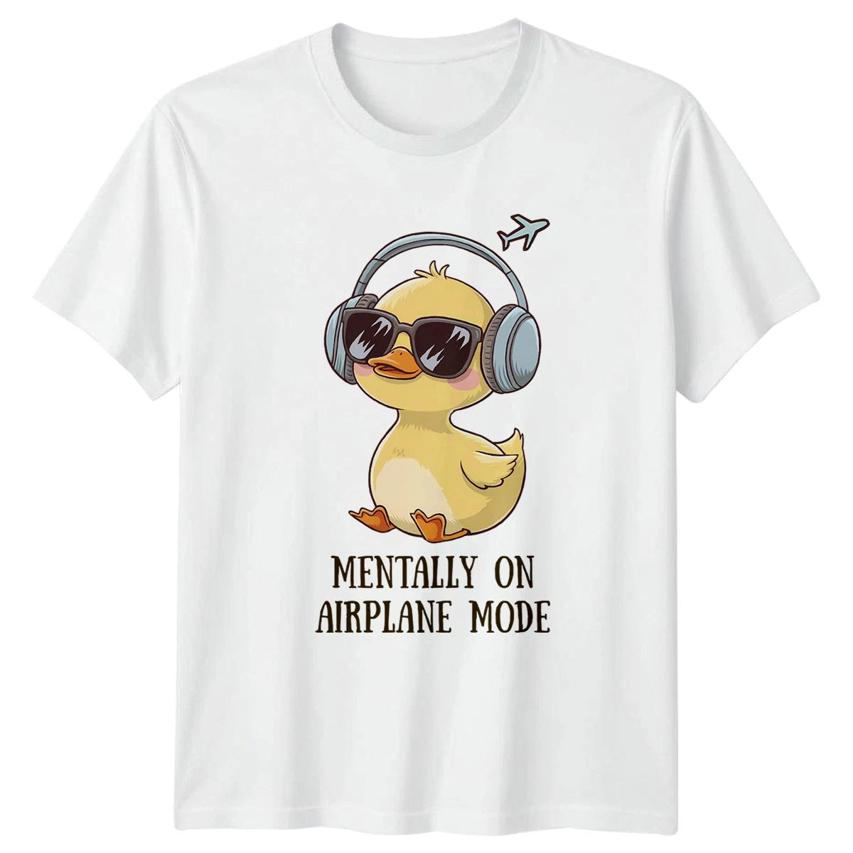 Mentally On Airplane Mode T-Shirt Introvert Duck Travel Novelty Birthday Gift