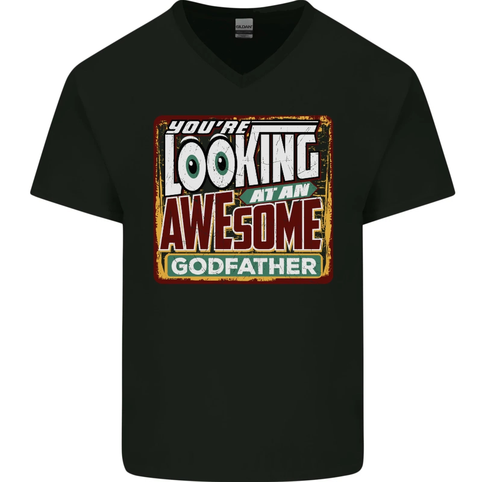 An Awesome Godfather Mens V-Neck Cotton T-Shirt