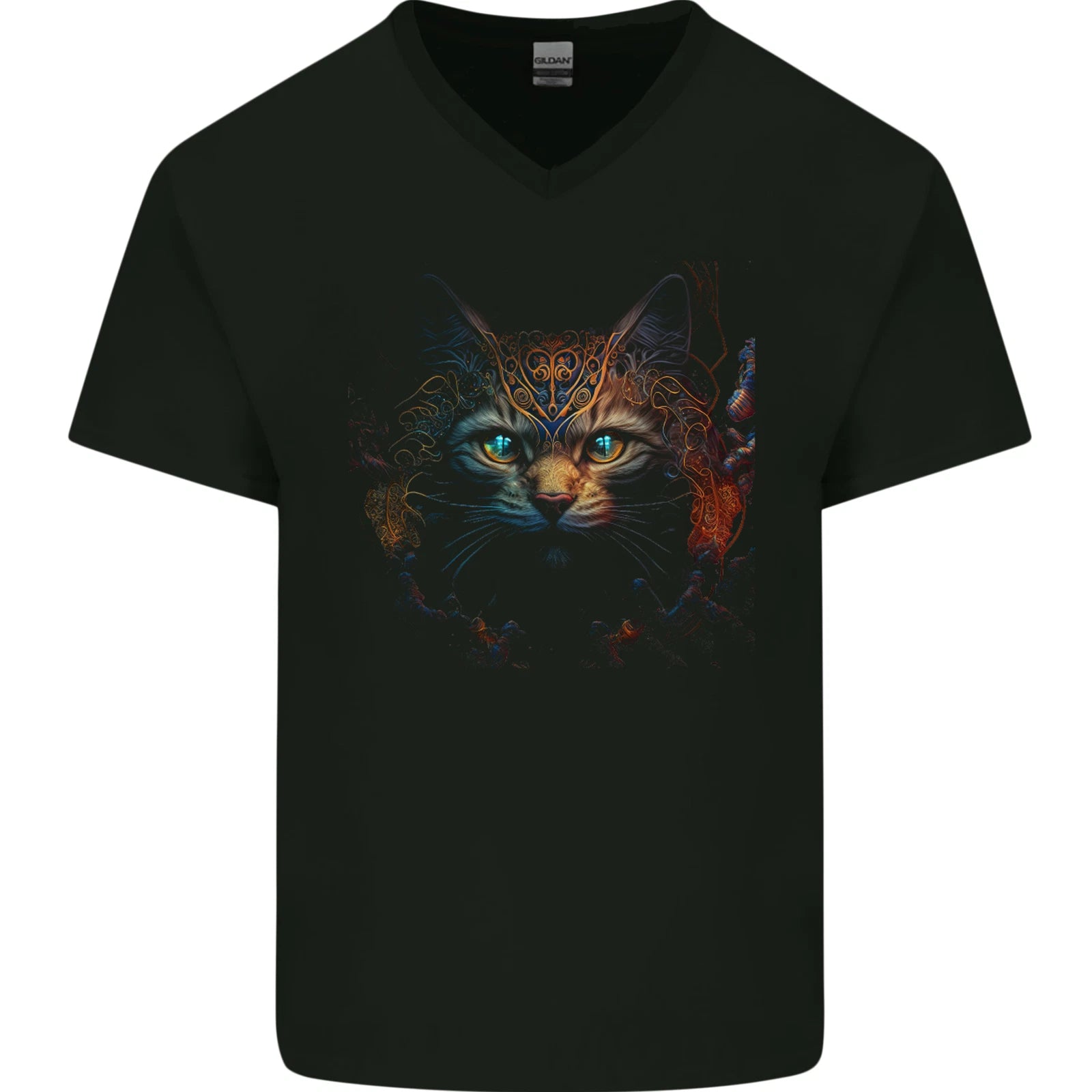 A Fantasy Cat With Cool Colours 4 Mens V-Neck Cotton T-Shirt