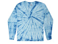 Light Blue Long Sleeve Tie Dye T-Shirt Adult S M L XL XXL XXXL Cotton Colortone