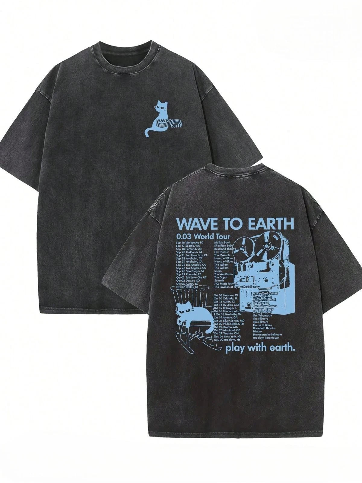 Wave To Earth 0.03 World Tour 2026 Vintage Black T shirt