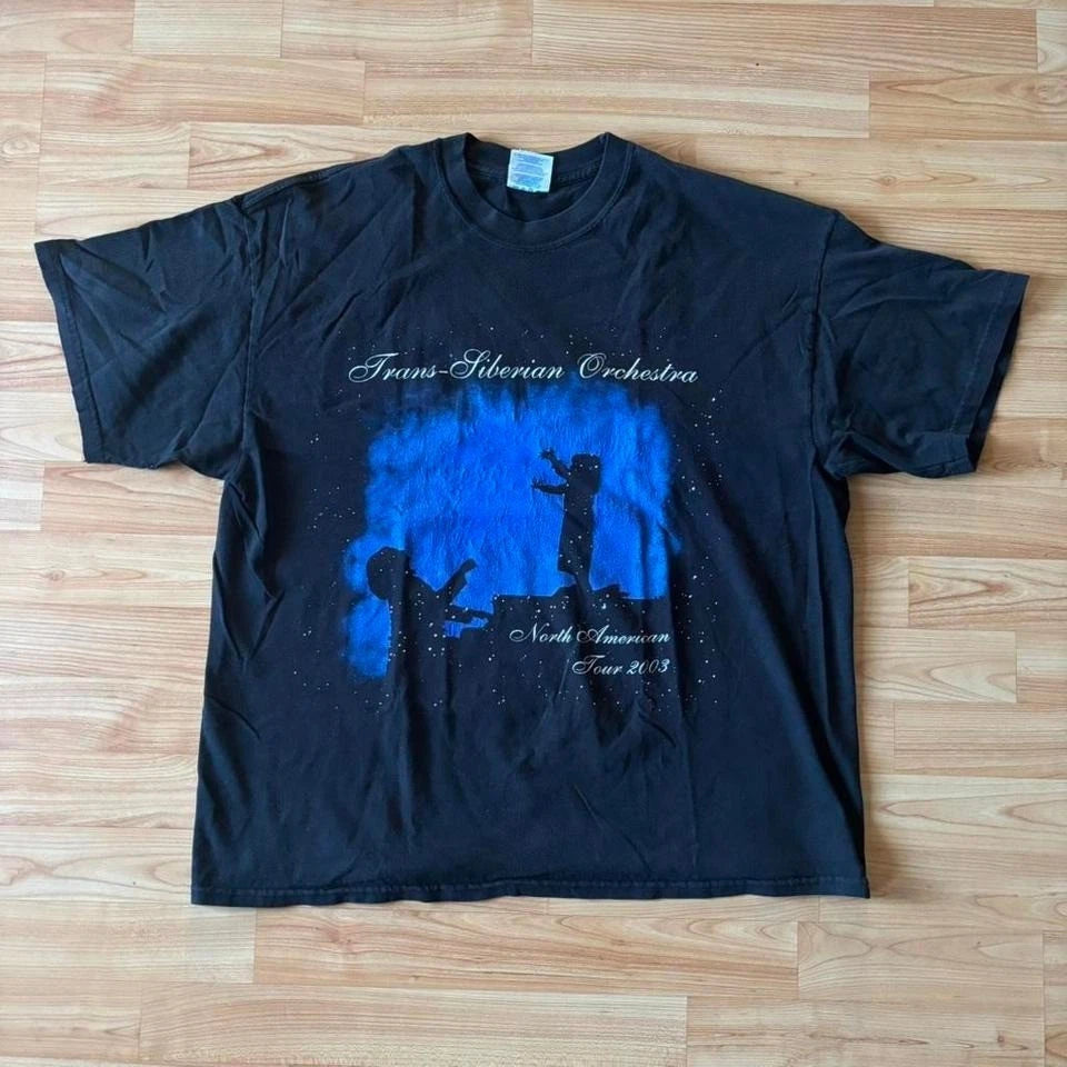 Vintage Y2K 2003 trans Siberian orchestra faded black tee shirt size XL!