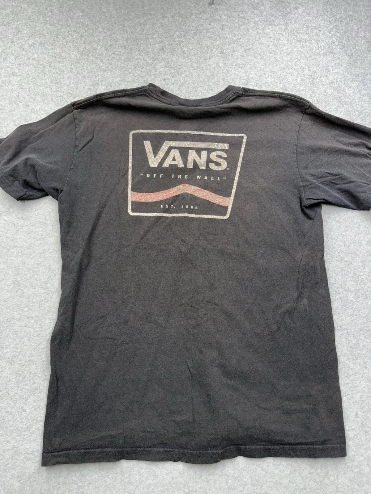 Y2K VANS Men's Black Graphic Logo Cotton Short Sleeve T-Shirt M Skater Grunge
