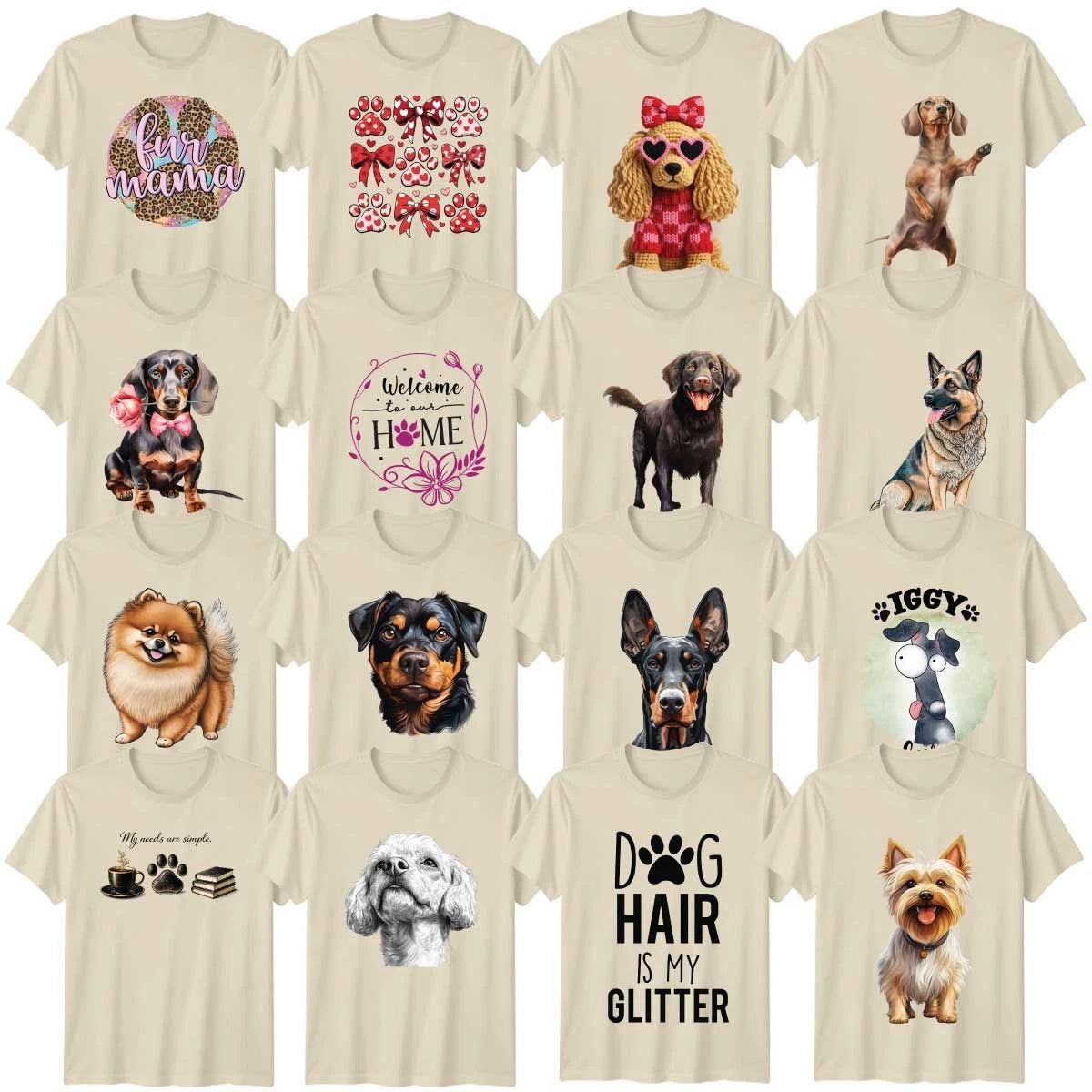 Dog Breeds Adult T-Shirt Canine Dog Owners Dog Lover Gift