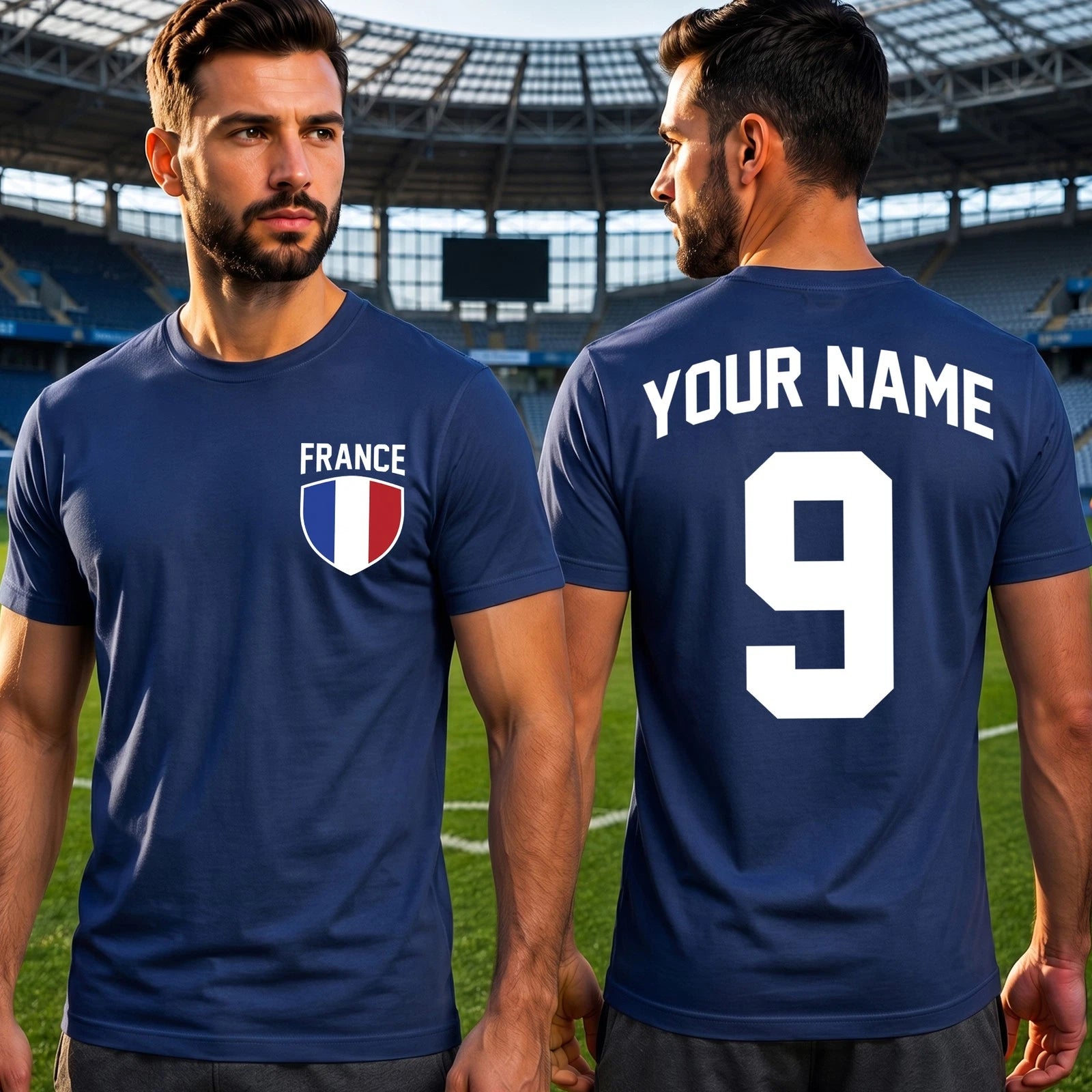 Personalised France Football T Shirt Custom Name Number Kids Adult Tee