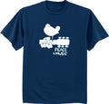 Men's t-shirt Woodstock design peace music guitar tee shirt navy blue