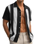 Men's Stripes Shirt Casual Slim Shirts Short Sleeve Button Down Tops Blouse