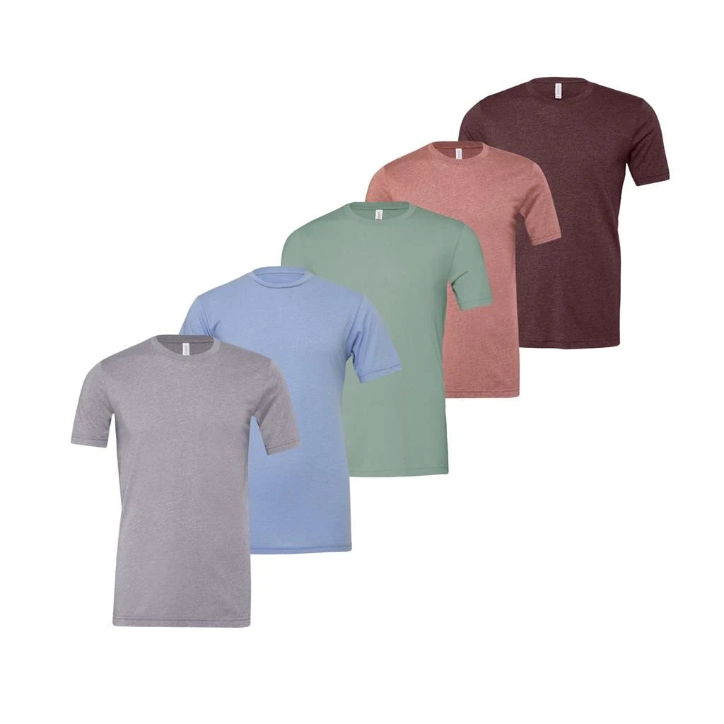 5 Pack Bella Canvas Mens Heather T Shirts Short Sleeve Crew Neck Tees M L XL