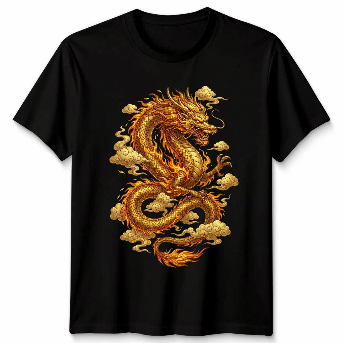 Golden Dragon Mythology Fantasy Mens T-Shirt Womens Tee Graphic Unisex Tee