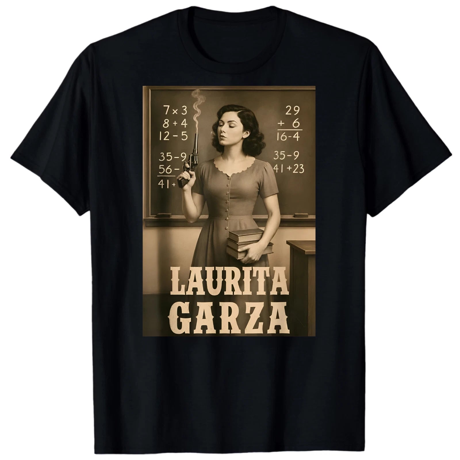 Laurita Garza Vintage Western Teacher Scene BLACK T-Shirt 0308