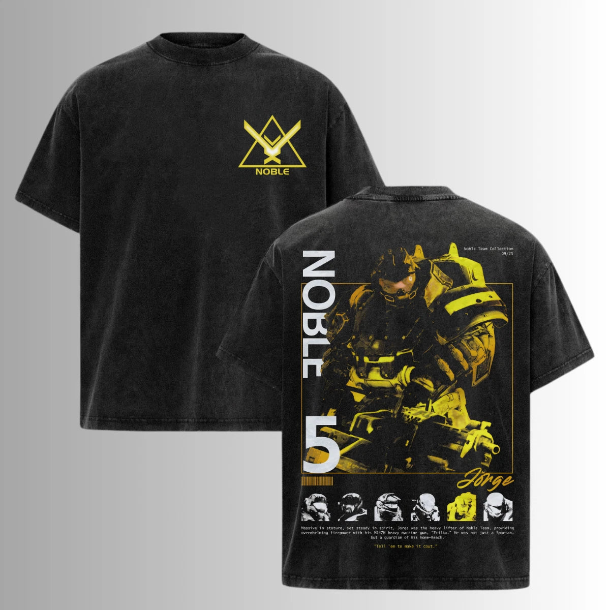 "Jorge" Noble 5 - Halo 2 Unisex T-Shirt Oversized Heavyweight Cotton Game Lover