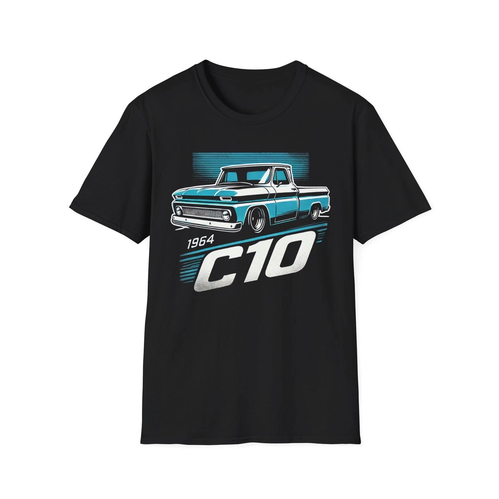 1964 Chevy C10 T-Shirt Classic Pickup Truck Teal & White Vintage Graphic Tee