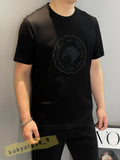 Stefano Ricci Embroidered Logo Men's Round-Neck Short-Sleeve Black T-Shirt