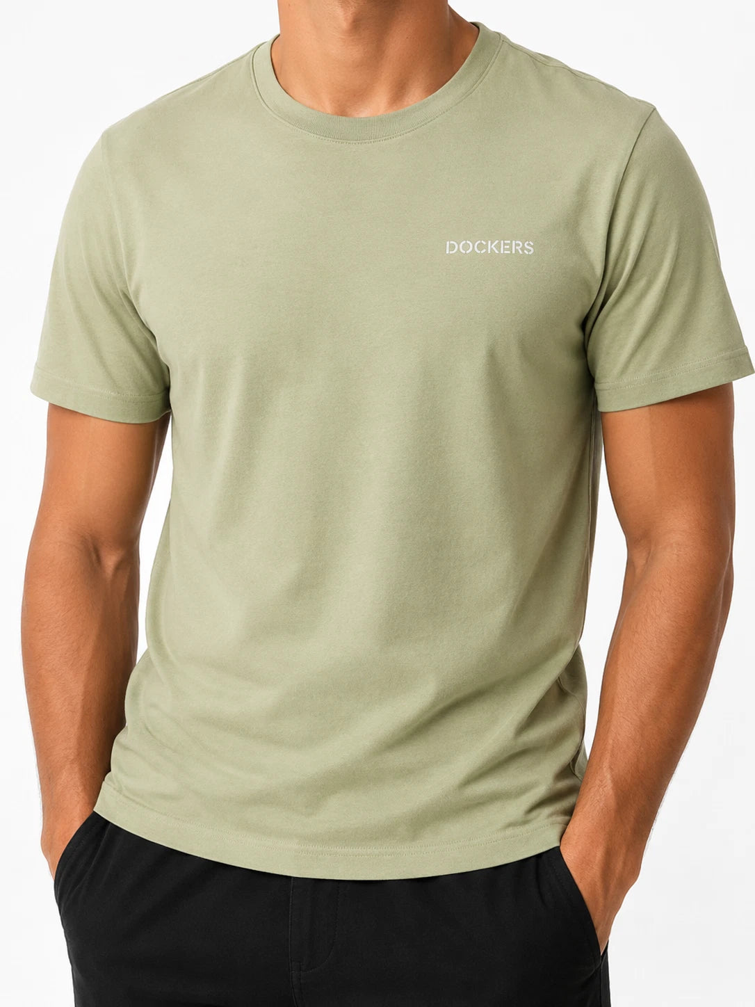 Dockers Men SP/Ch Slim Fit Crew Neck T-Shirt in Light Olive