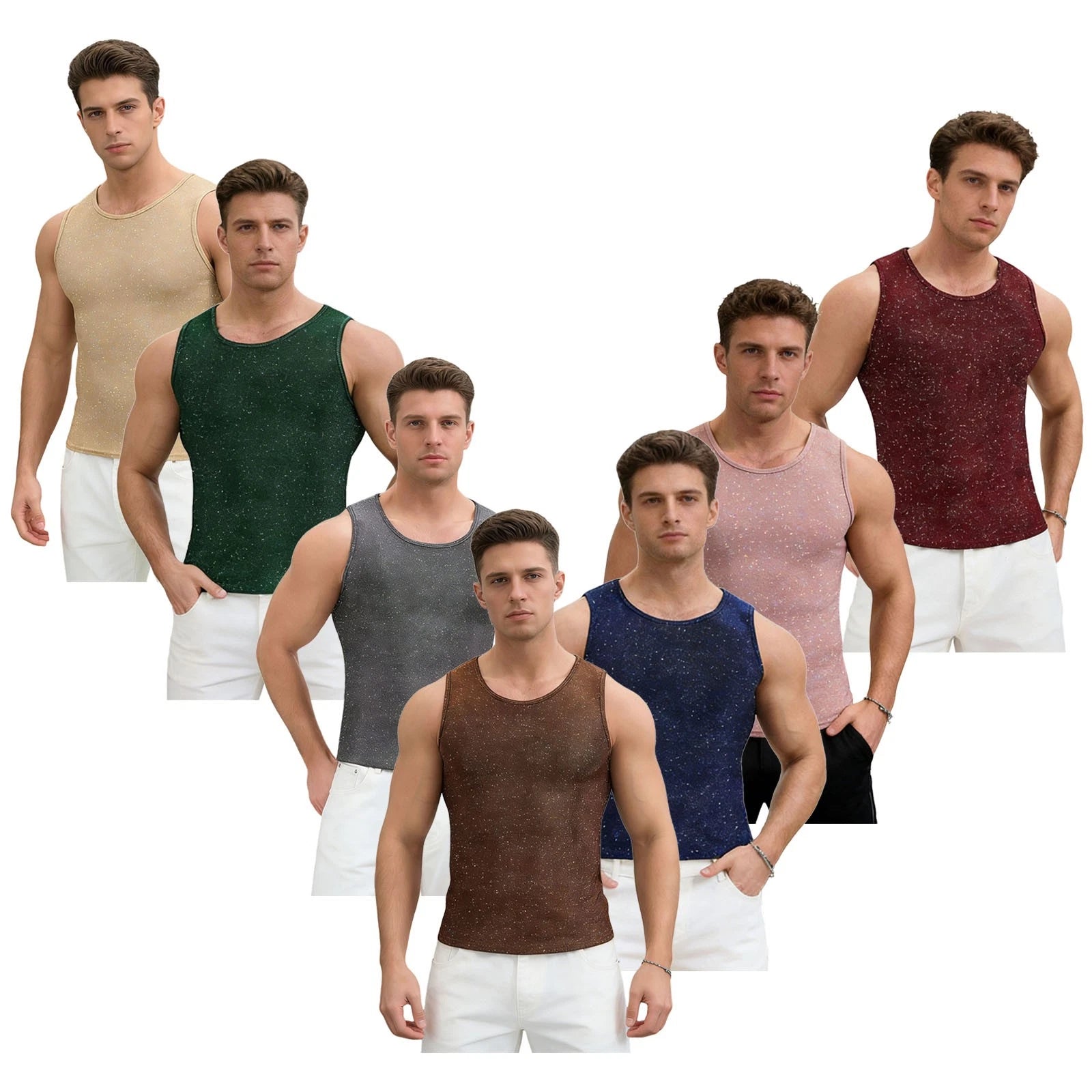 Men T-shirt Slim-fit Vest Wedding Party Casual Top Sleeveless Muscle Tank Top