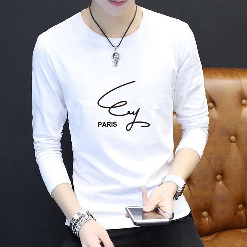Cotton Round Neck Tee with Creative Letter Print Ideal for Casual Outfits