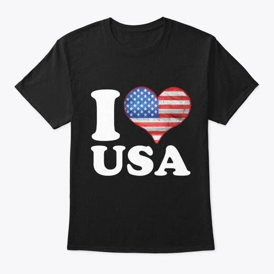 I Love The Usa Patriotic T-Shirt Made in the USA Size S to 5XL