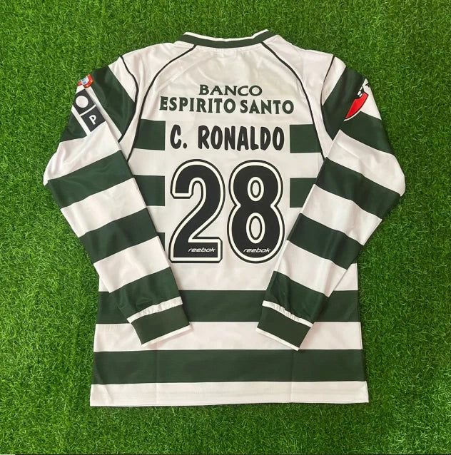 C.Ronaldo #28 Sporting CP Home Jersey 2001/03 Long Sleeve Men’s jerseys All size
