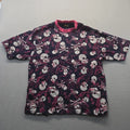 Vintage Y2K High Class Society Skulls Rocker Cotton  Shirt XL Black & Pink