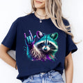 Cool Racoon T-Shirt gift Neon Racoon top-star Unisex tee Black Navy Dark Heather