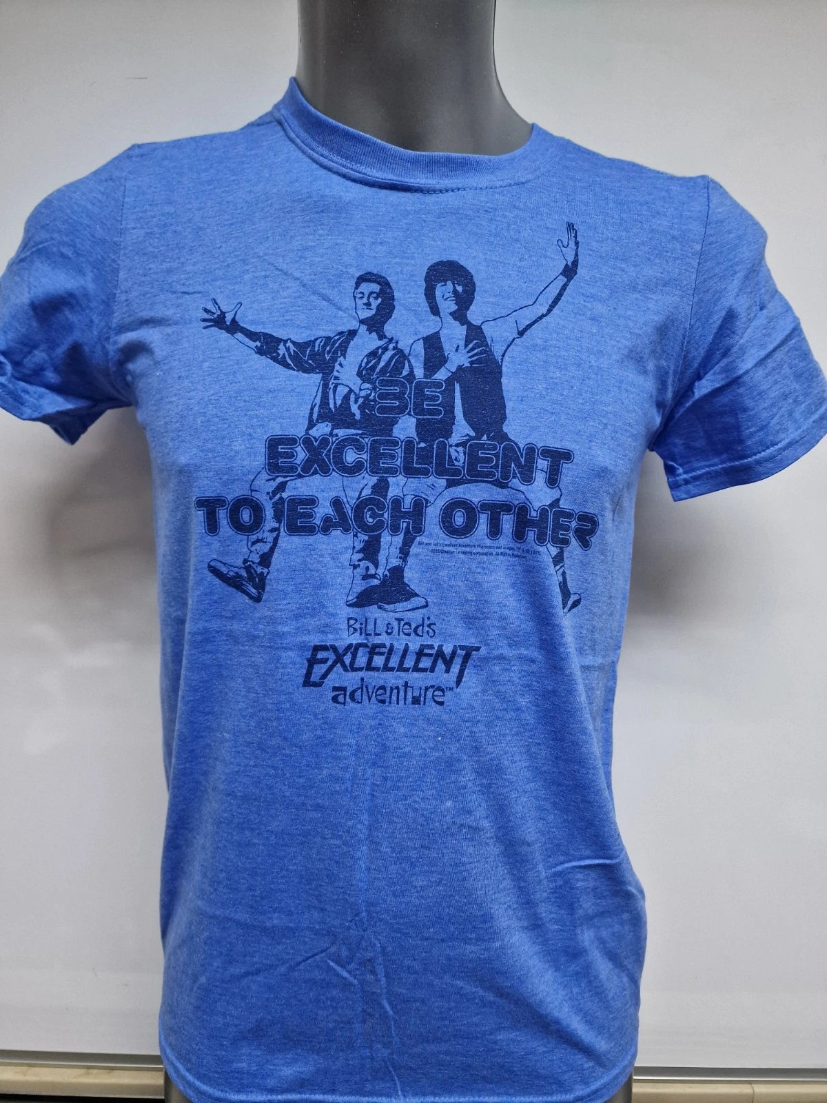 Bill & Ted retro poly cotton print geek Blue T-Shirt Unisex UK Size S