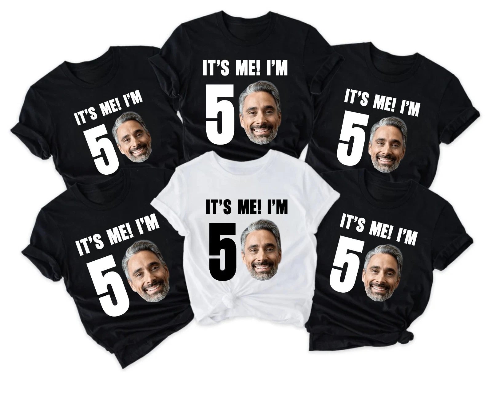 Personalised 50 Birthday Gift T-Shirt - Custom Face Funny Mom & Dad Gift Tee Top