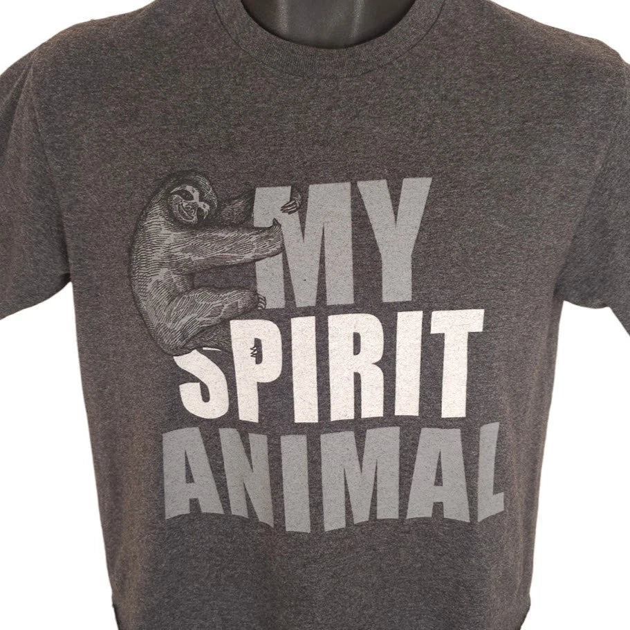 Sloth Crop Top T Shirt Mens Size Small Gray My Spirit Animal