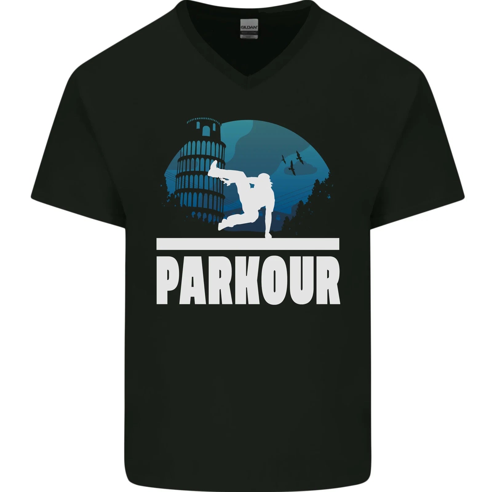 Parkour Italy Mens V-Neck Cotton T-Shirt