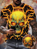 Men's Trendy Casual Short-Sleeve T-Shirt Stylish Men's Skull Gra- Breathable -XL