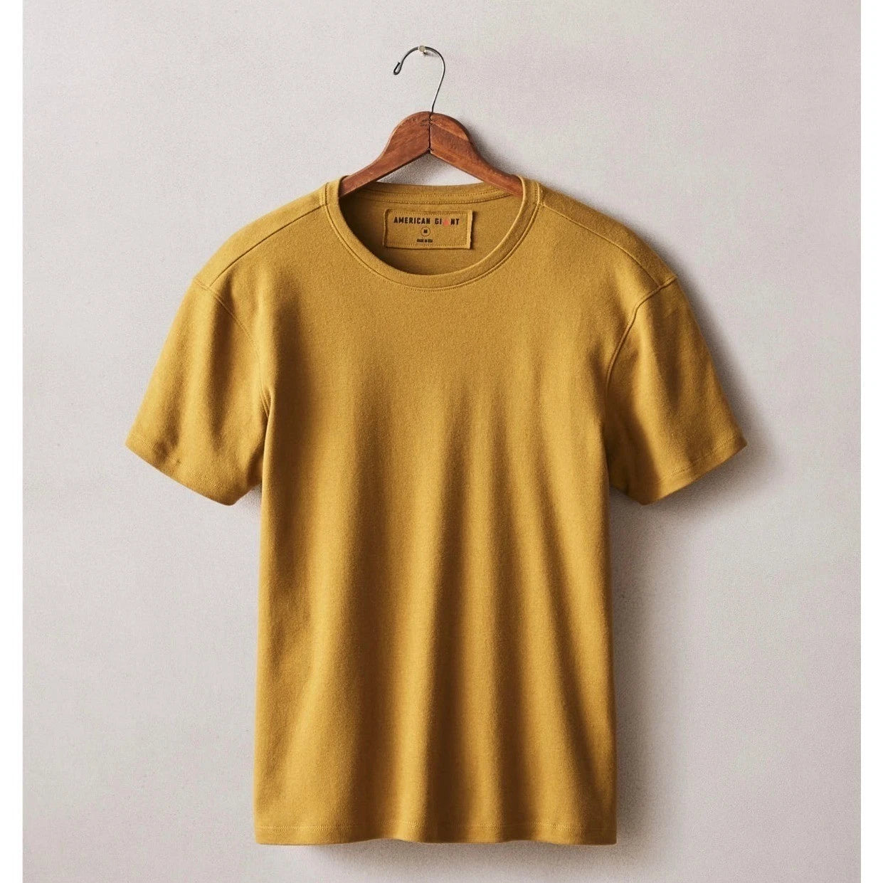 NWOT American Giant Mens Brushed Crew Neck Tee T-Shirt 2XL Golden Mustard