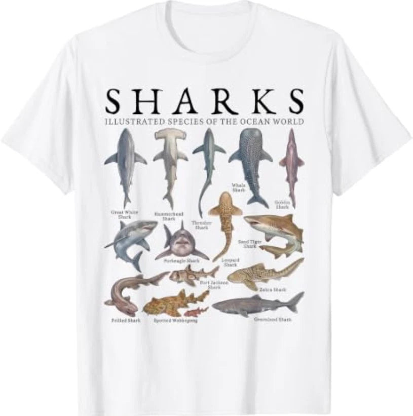 Shark Species Marine Biology Ocean Animal Art T-Shirt