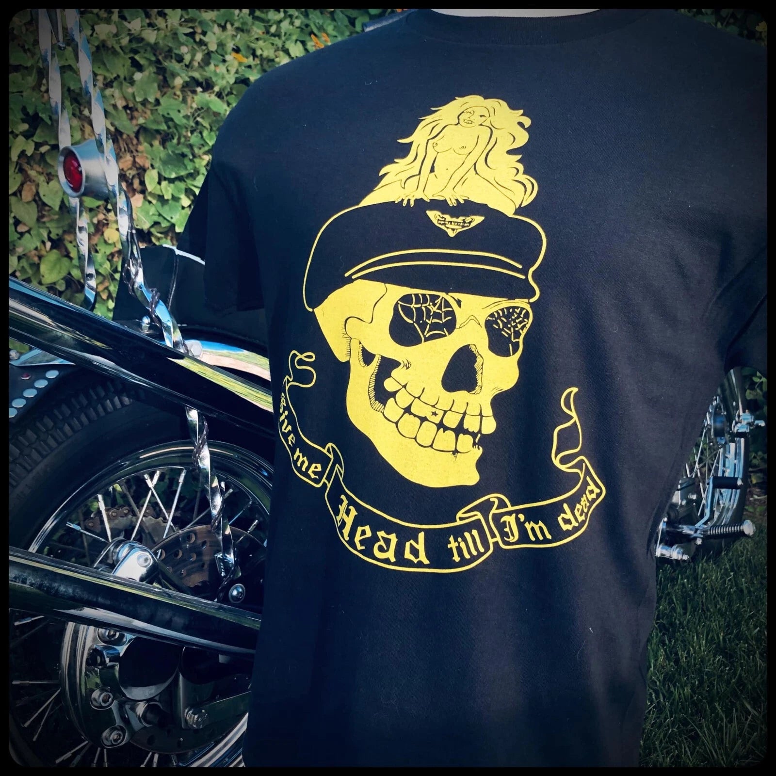 GIVE ME HEAD TILL I'M DEAD classic vintage retro biker metal tee shirt chopper