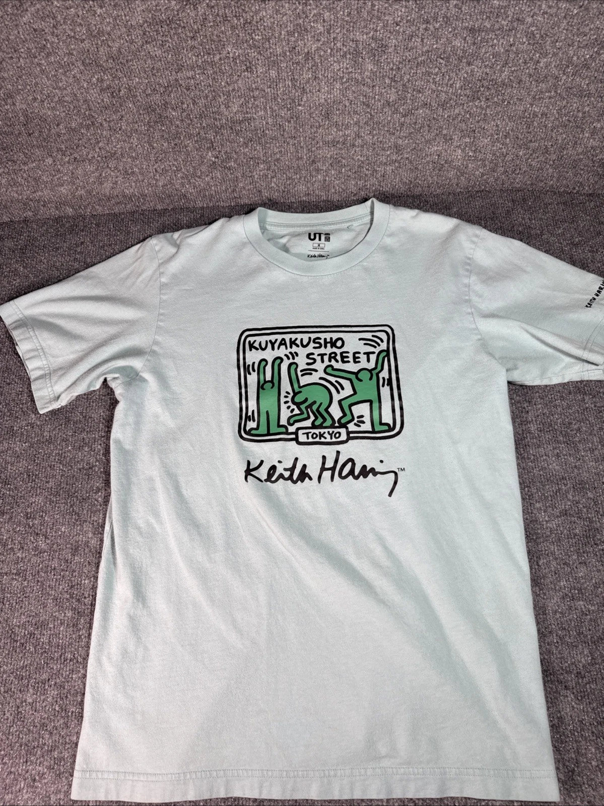 Uniqlo Keith Haring Shirt Adult Medium Green Kuyakusho Street Japan Crew Neck