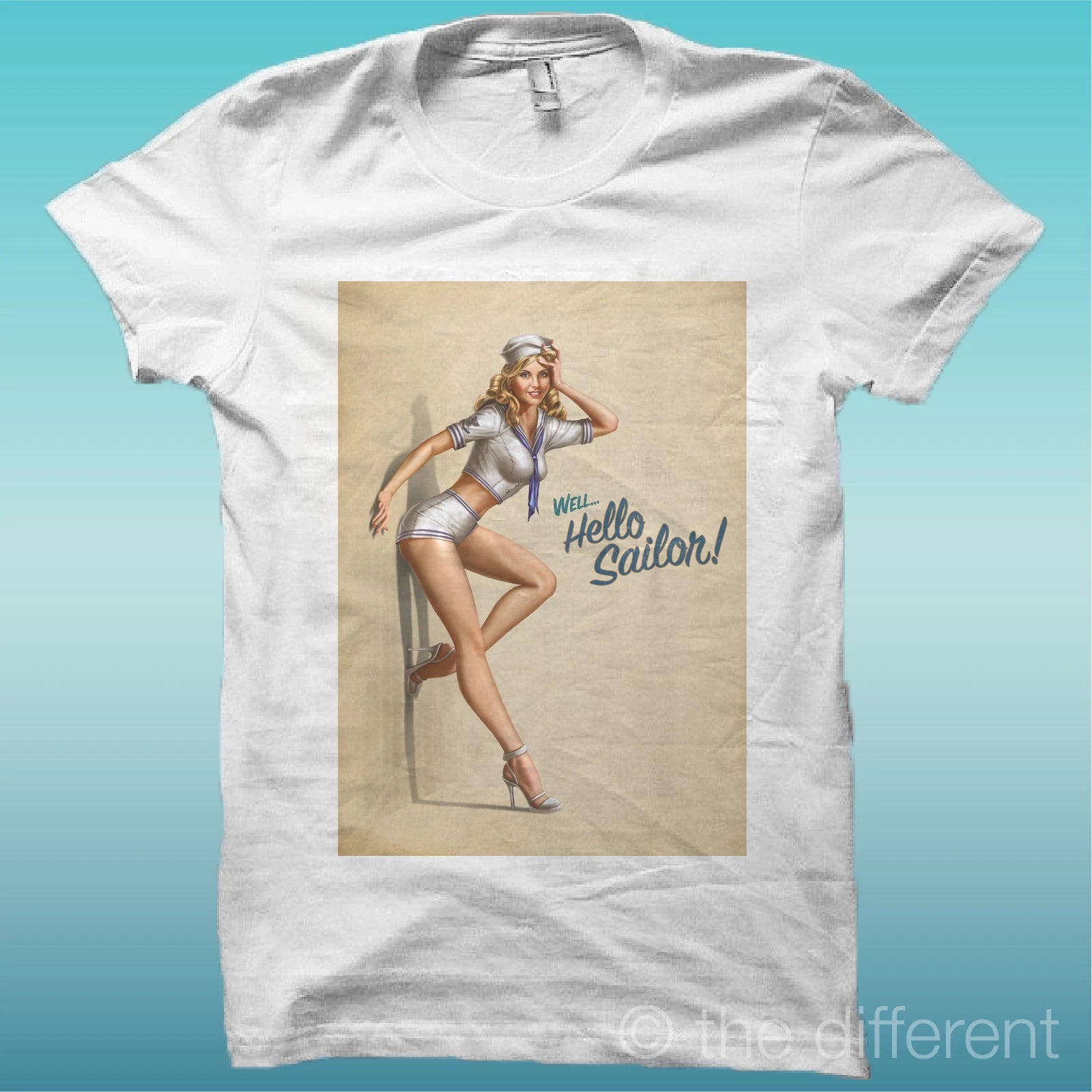 T-shirt "Hello Sailor" White The Happiness is Have My T-shirt New