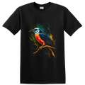 Colorful Tropical Bird T Shirt Modern Paint Splash Wildlife Art Graphic Bold Tee