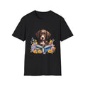 Cute Dog Reading Book T-Shirt, Dog Lover Gift, Floral Art Tee, Pet Owner Shirt,